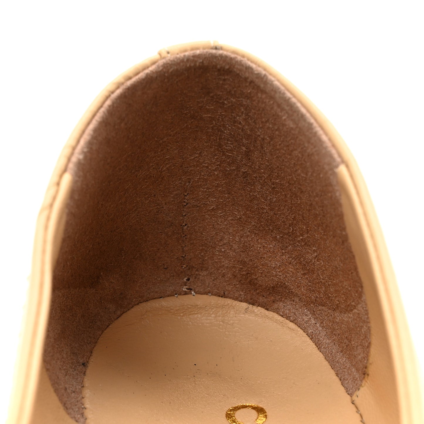 Lambskin Cap Toe CC Uniform Ballerina Flats 38 Beige Black