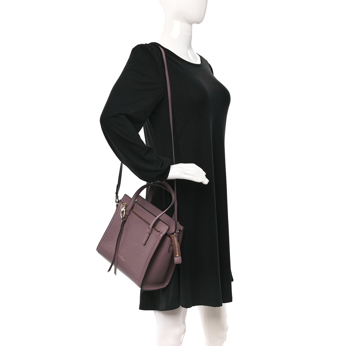 Grained Calfskin Double Handle Small Amy Tote Beige Pink