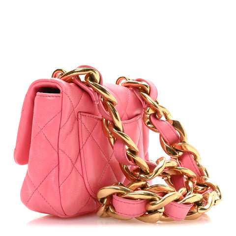 Lambskin Quilted Mini Funky Town Flap Pink