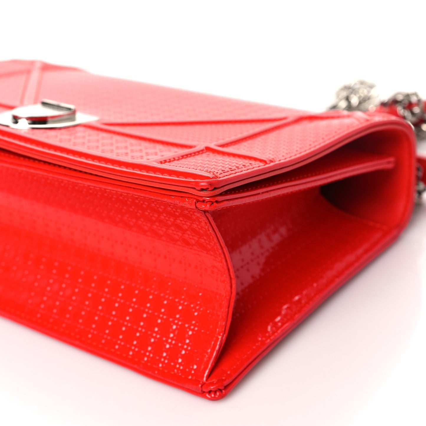 Patent Micro-Cannage Medium Diorama Flap Bag Red