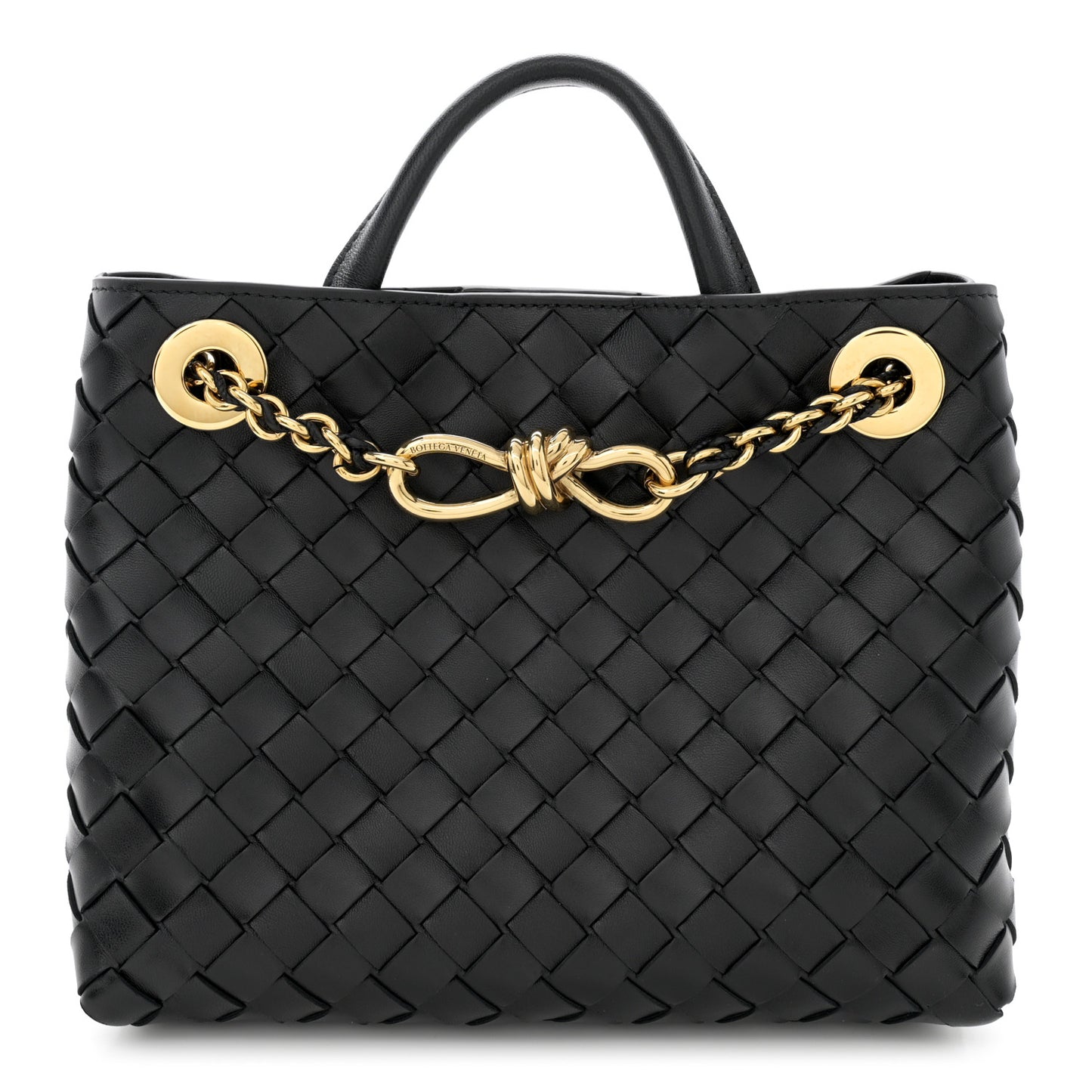 Nappa Intrecciato Small Andiamo With Chain Shoulder Bag Black