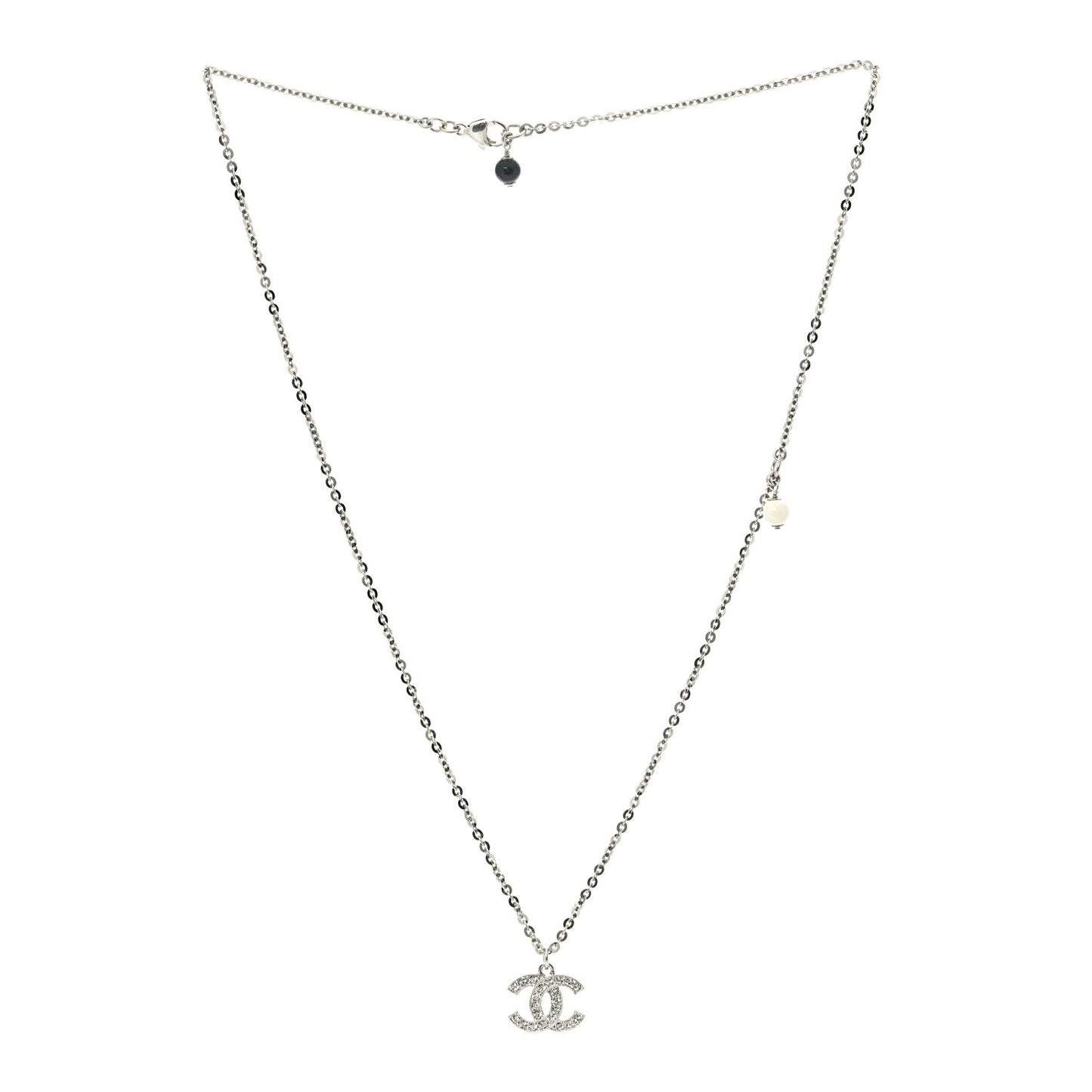 Crystal CC Pendant Necklace Silver