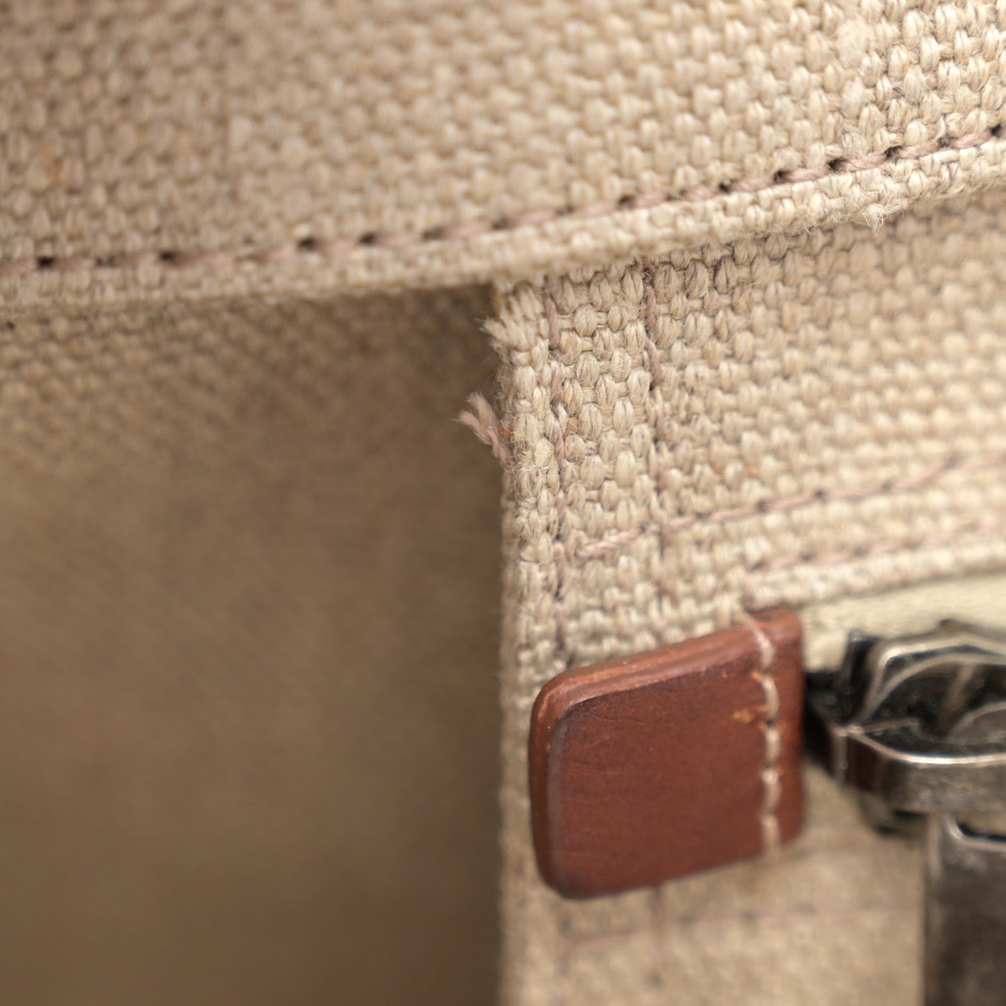 Linen Calfskin Small Rive Gauche Tote Brown