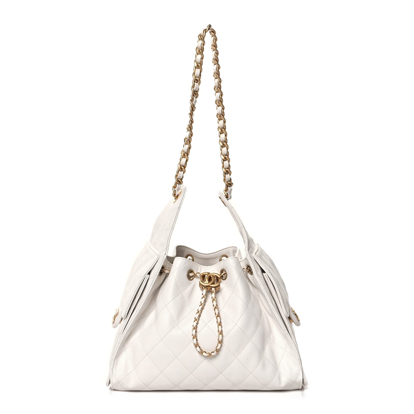 Caviar Quilted Small Chanel 25 Handbag White