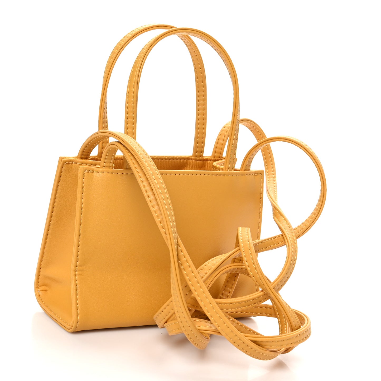 Vegan Leather Small Shopping Bag Mustard