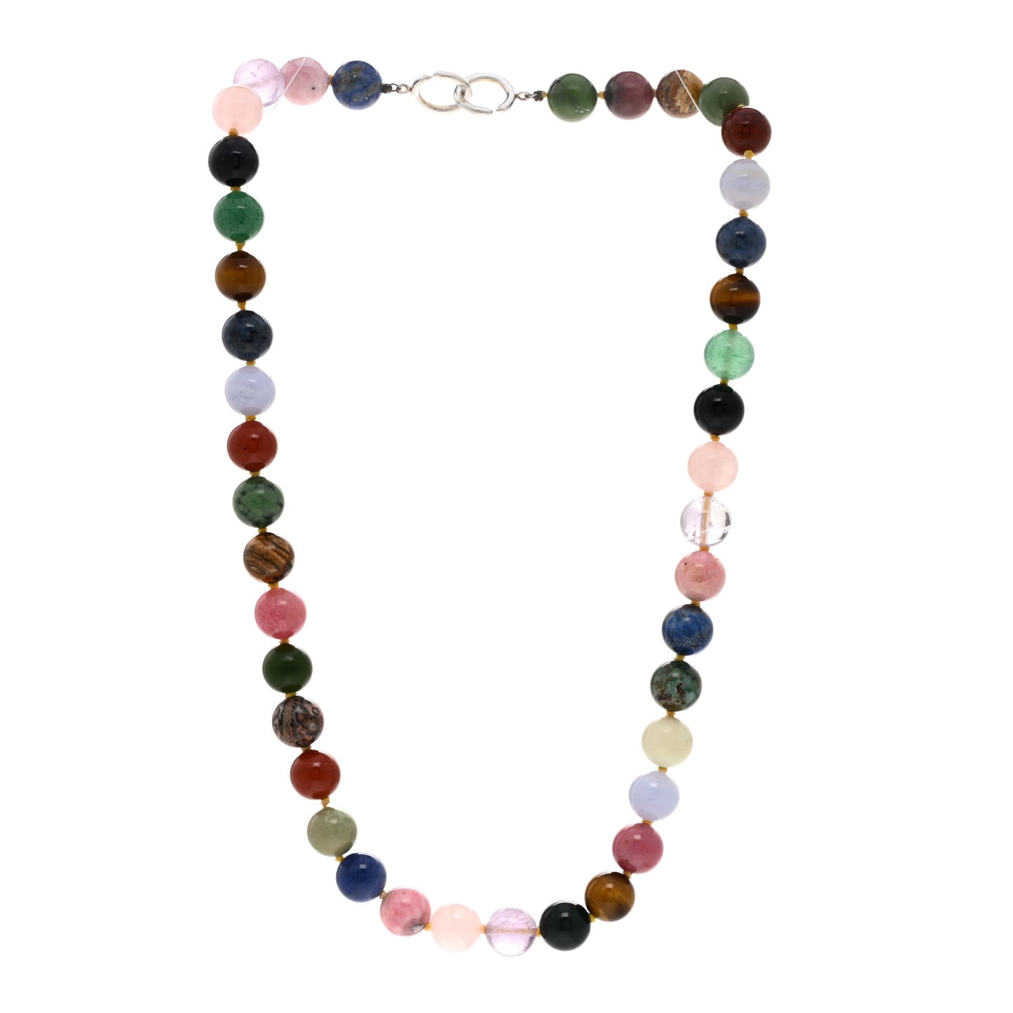 Sterling Silver Multi Gemstone 10mm Paloma Picasso Bead Necklace