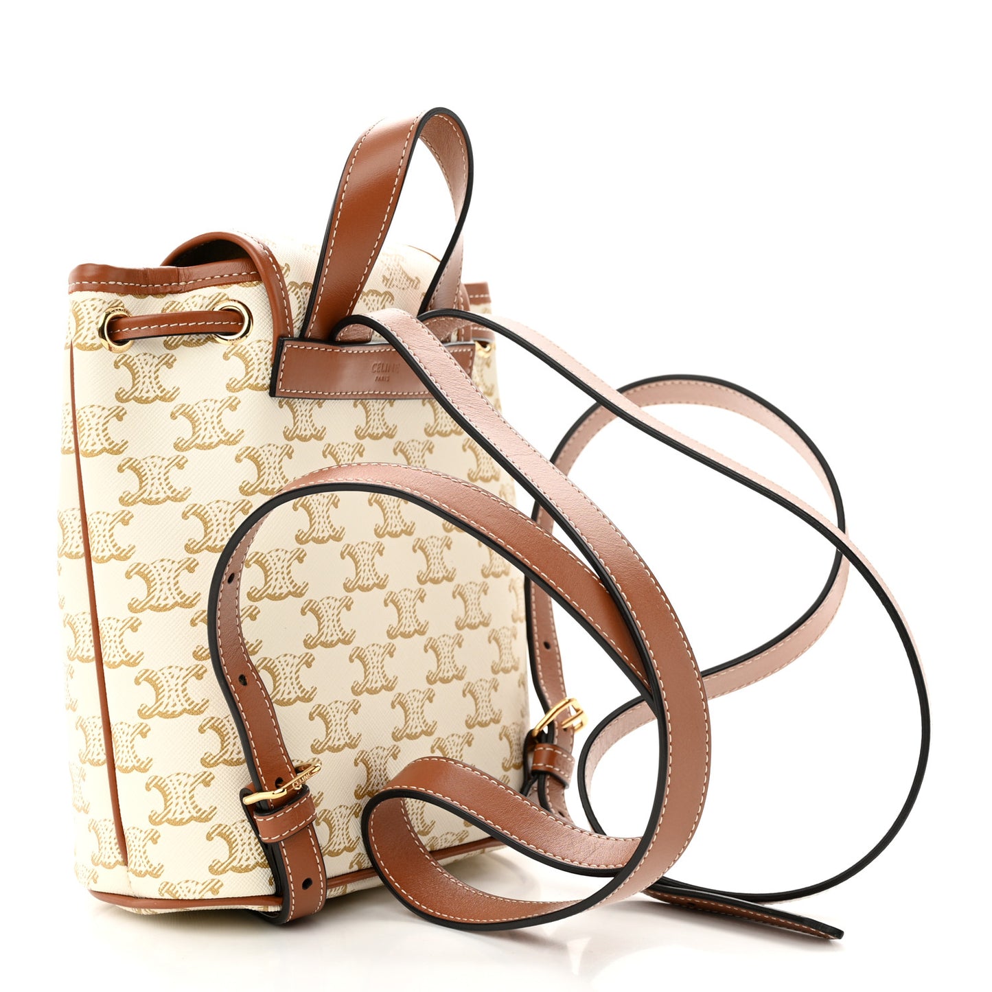 Triomphe Canvas Calfskin Mini Folco Backpack White