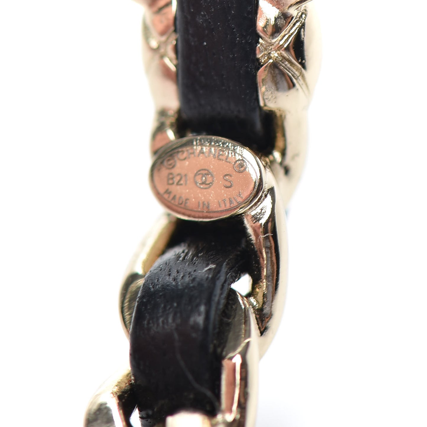 Lambskin CC Turnlock Chain Hoop Earrings Gold Black