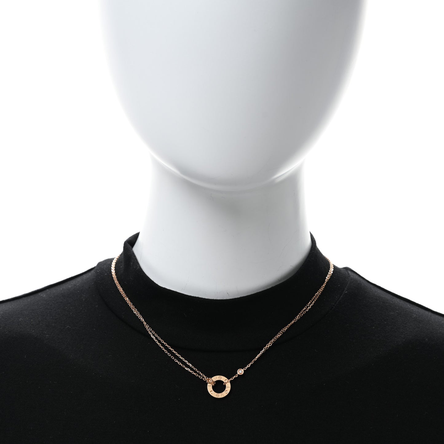 18K Pink Gold 2 Diamond LOVE Necklace
