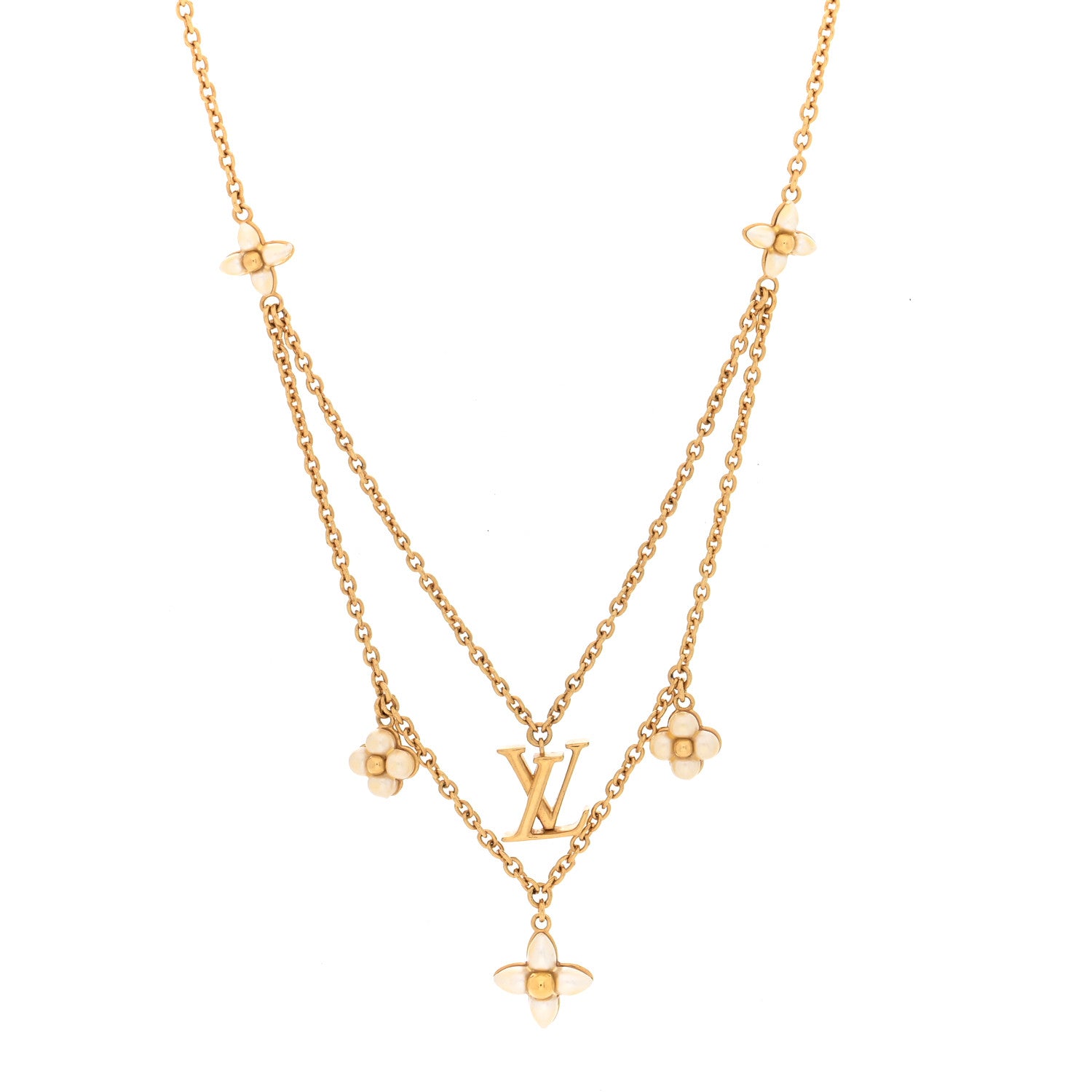 Louis Vuitton Pearl LV Floragram Necklace Gold 1576125 – FASHIONPHILE