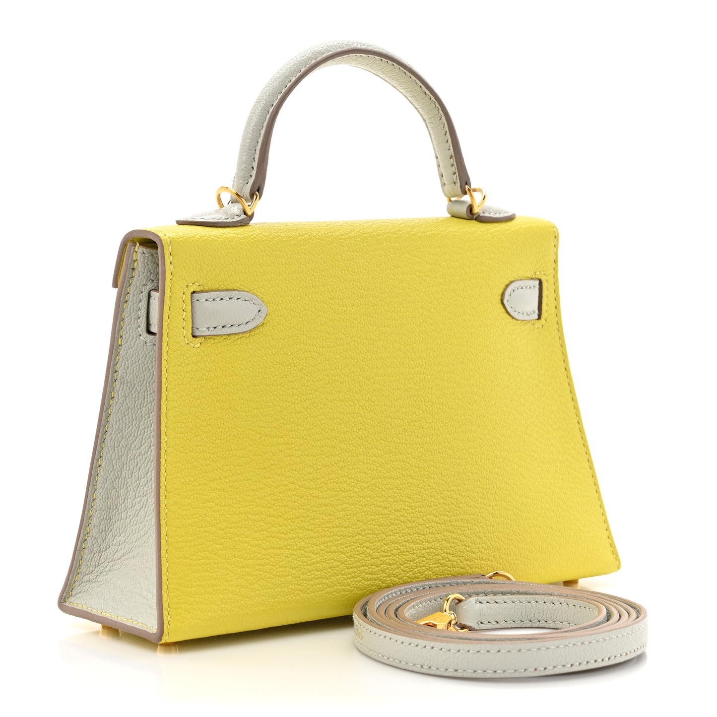 Chevre Mysore Horseshoe Mini Kelly Sellier 20 Lime Gris Perle