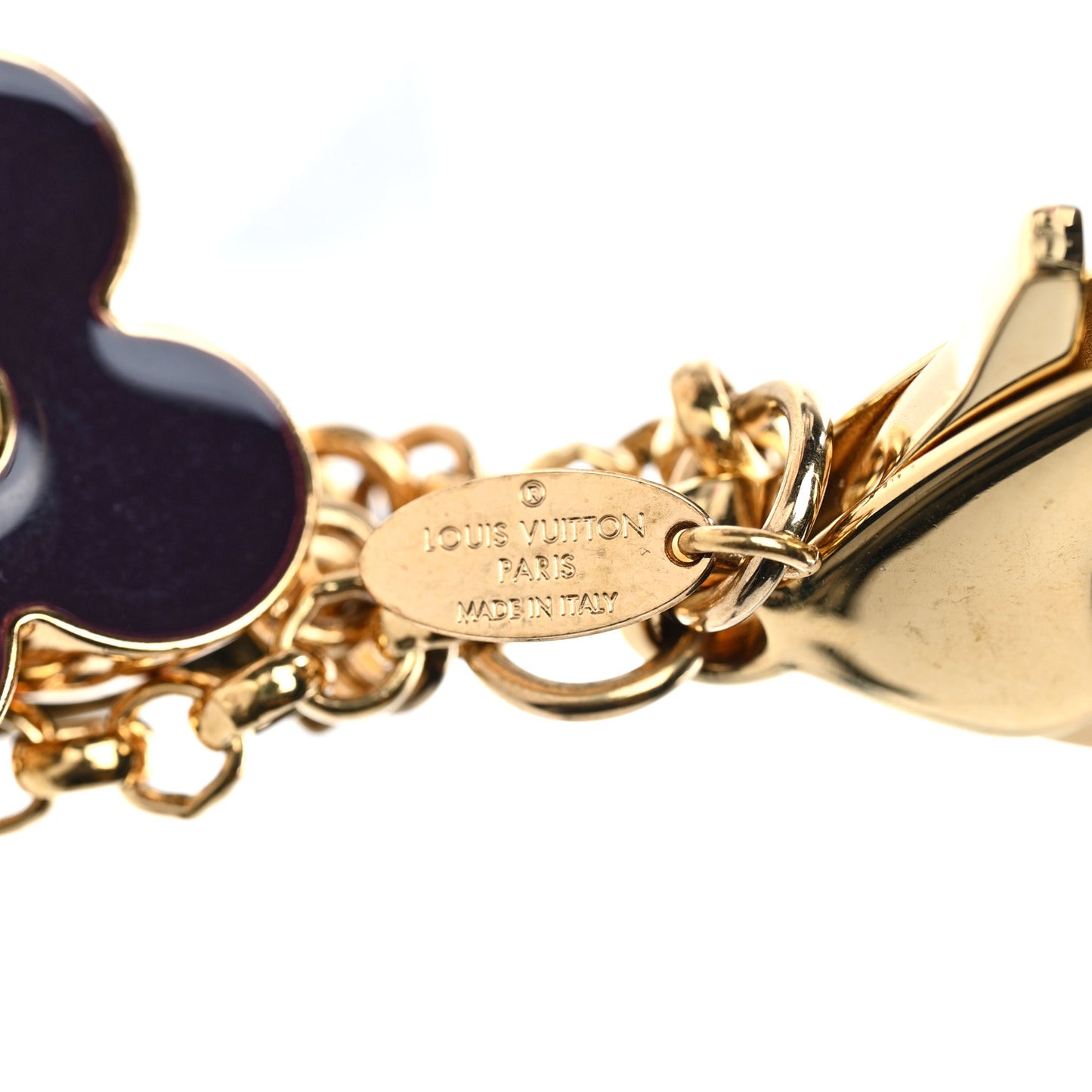 Metal Enamel Fleur De Monogram Bag Charm Dore