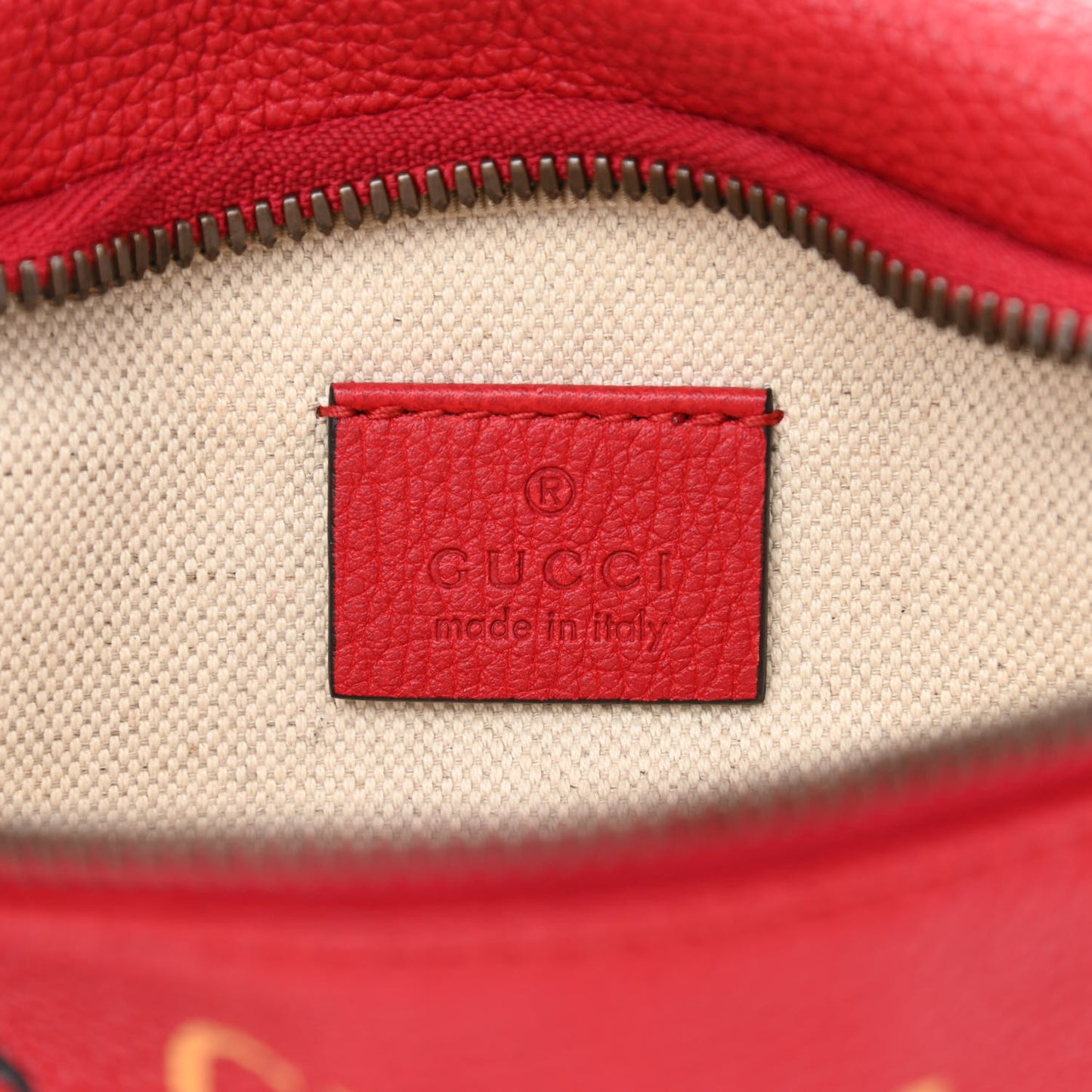 Grained Calfskin Small Logo Belt Bag Hibiscus Red