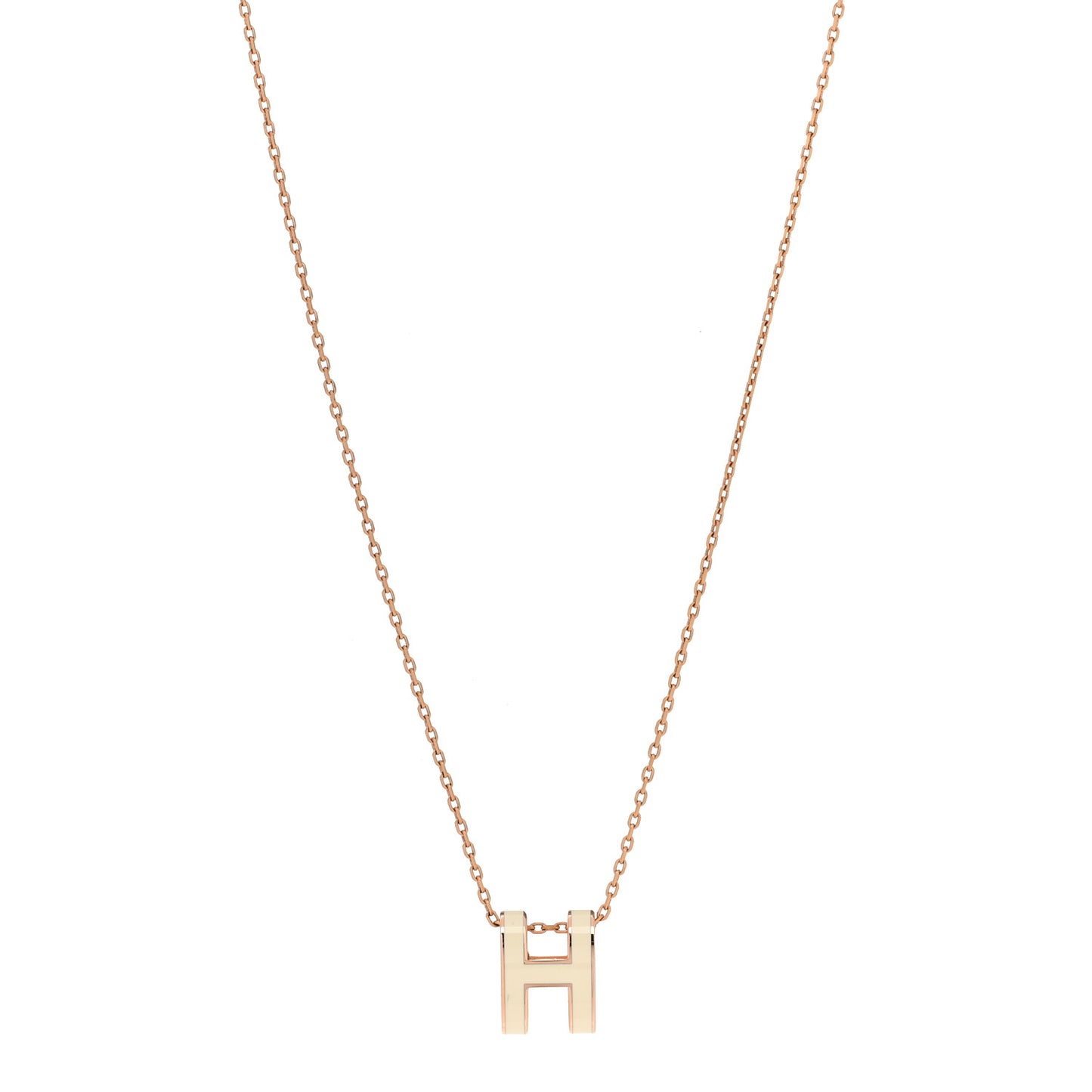 Lacquered Rose Gold Mini Pop H Pendant Necklace White