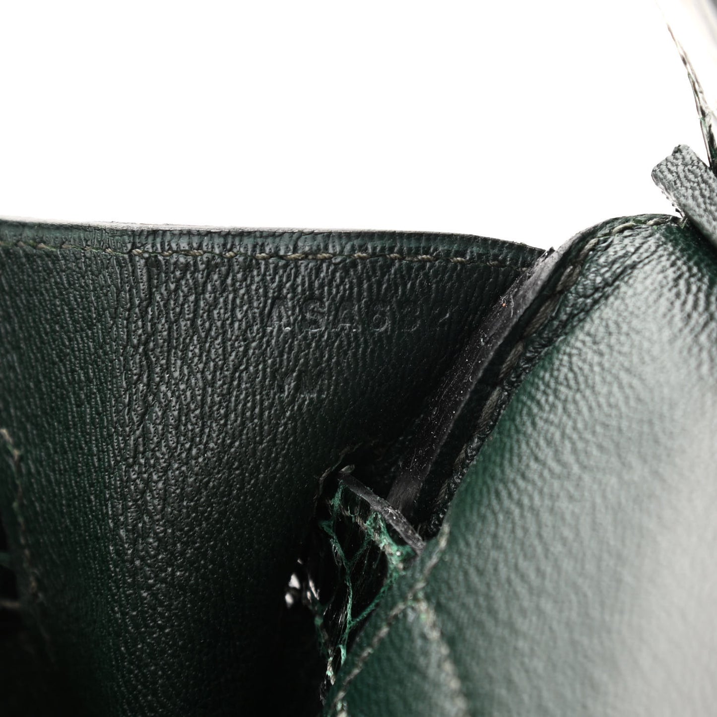 Shiny Porosus Crocodile Birkin 30 Vert Fonce