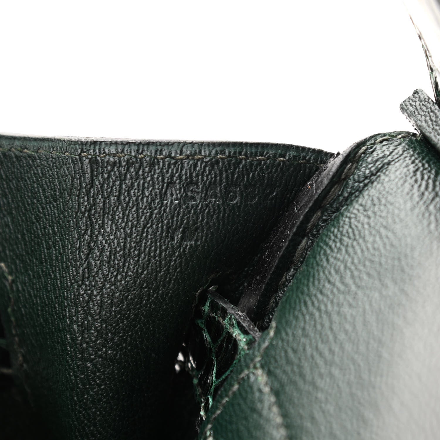 Hermes Shiny Porosus Crocodile Birkin 30 Vert Fonce 7 of 13
