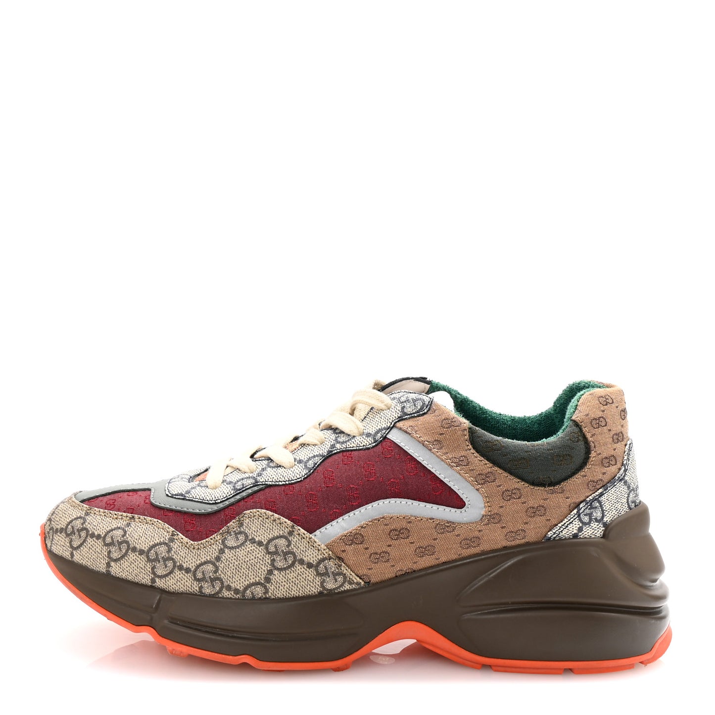 GG Supreme Monogram Mix Monogram Womens Rhyton Sneakers 39.5 Bordeaux Beige Ebony