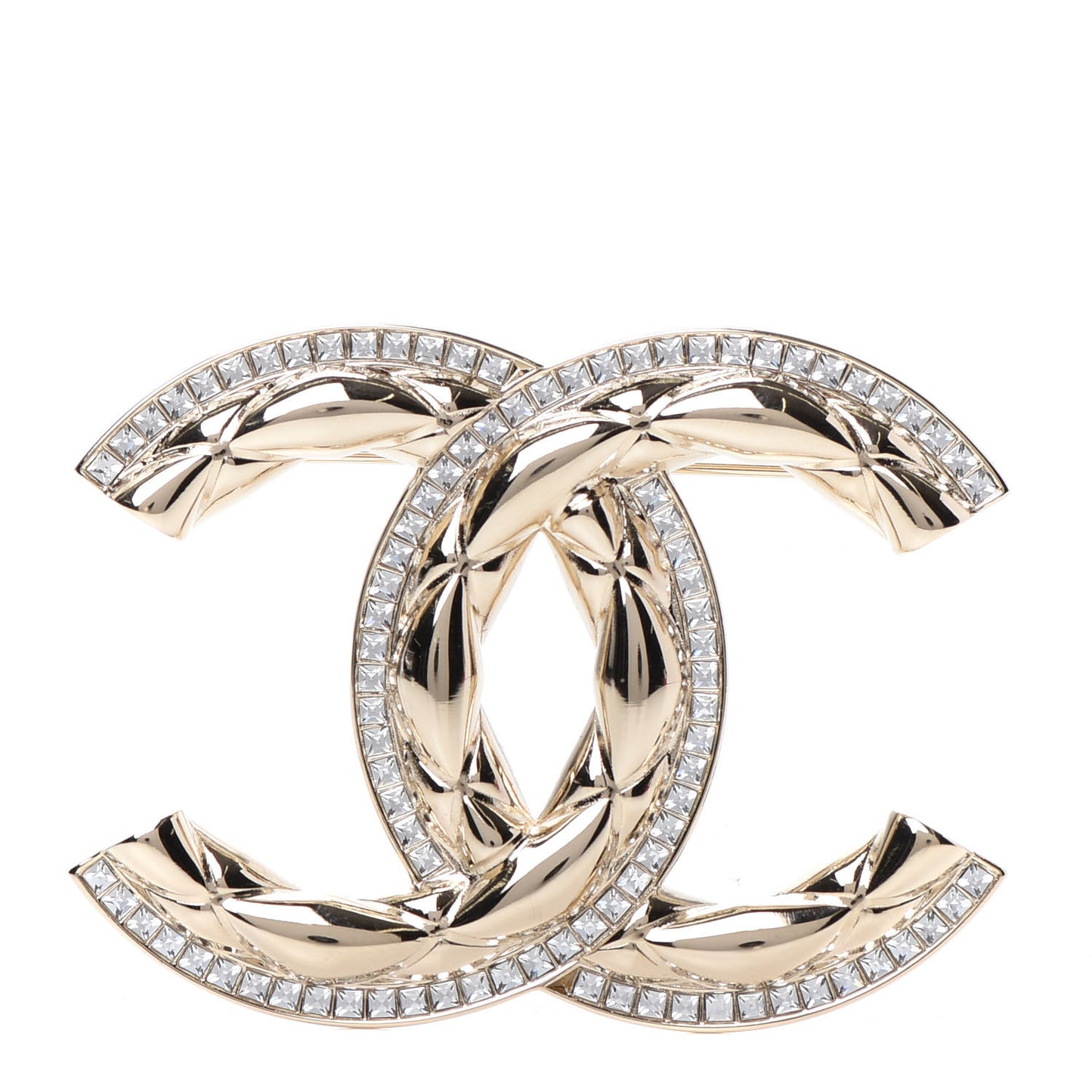 Baguette Crystal Quilted Vintage Allure CC Brooch Gold