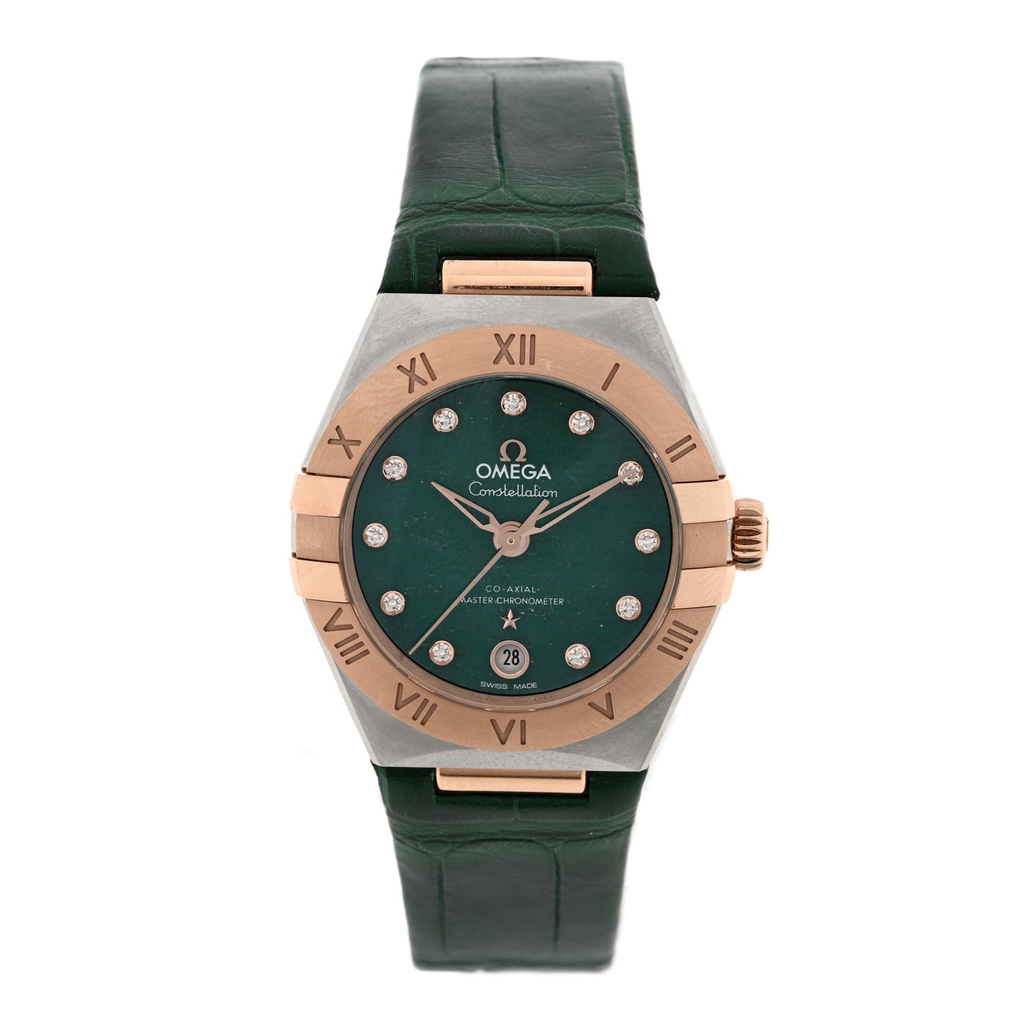 Omega 18K Sedna Gold Alligator Diamond Green Aventurin 29mm Constellation Automatic Watch 131.23.29.20.99.001 1 of 5