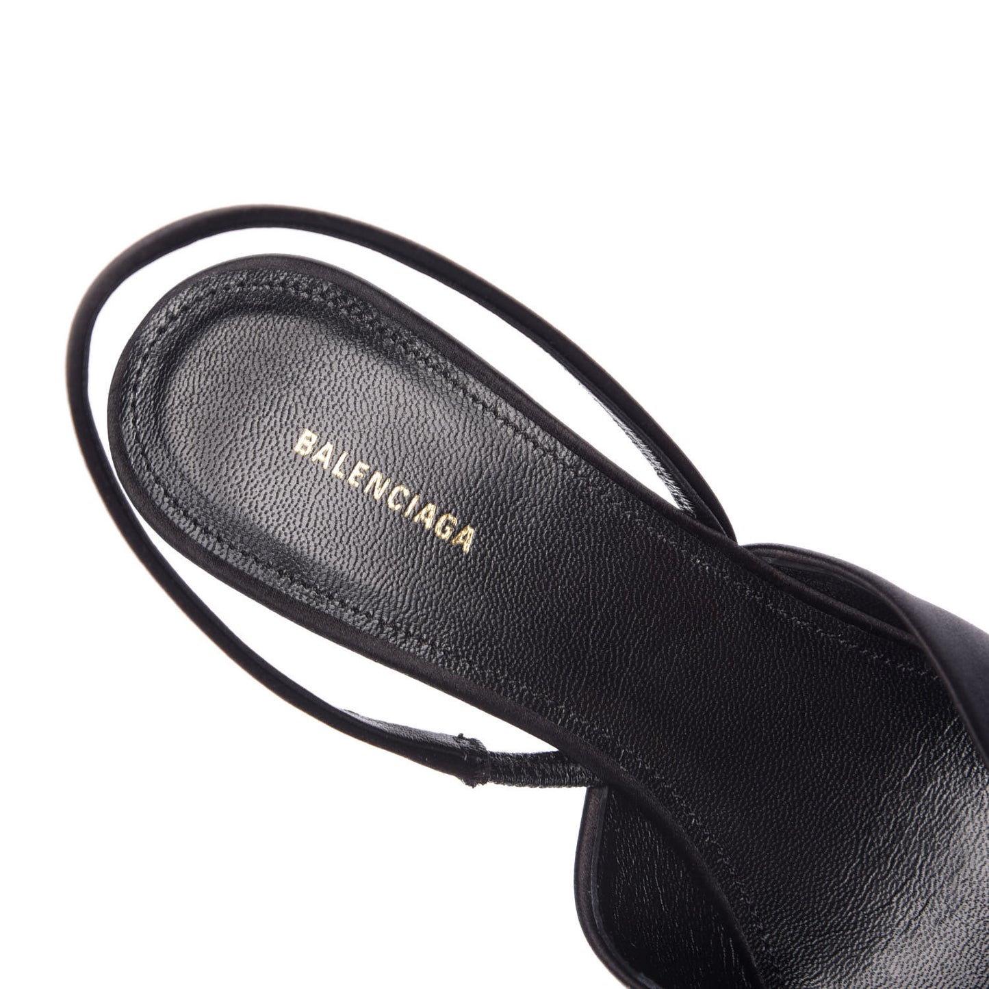 Satin Pointed Toe Knife Slingback Mules 35 Black