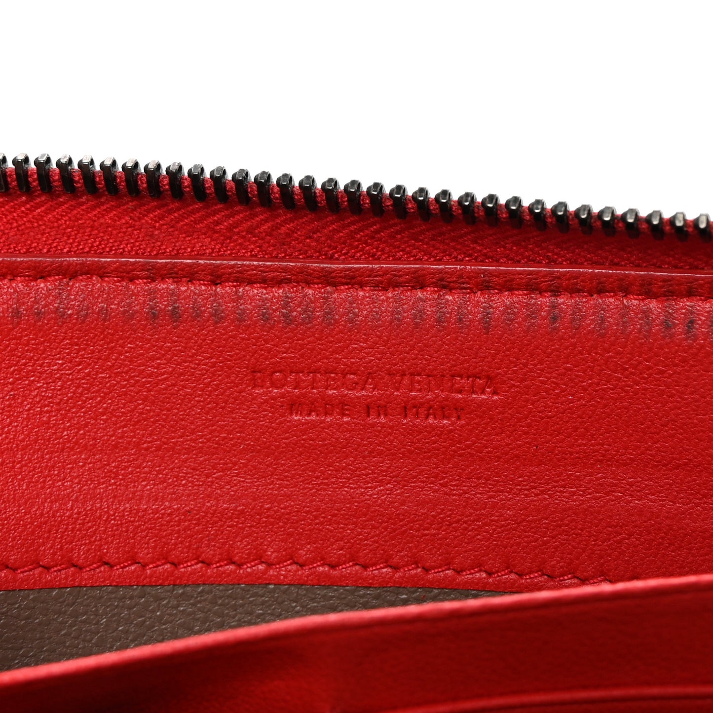 Nappa Intrecciato Zip Around Wallet Red