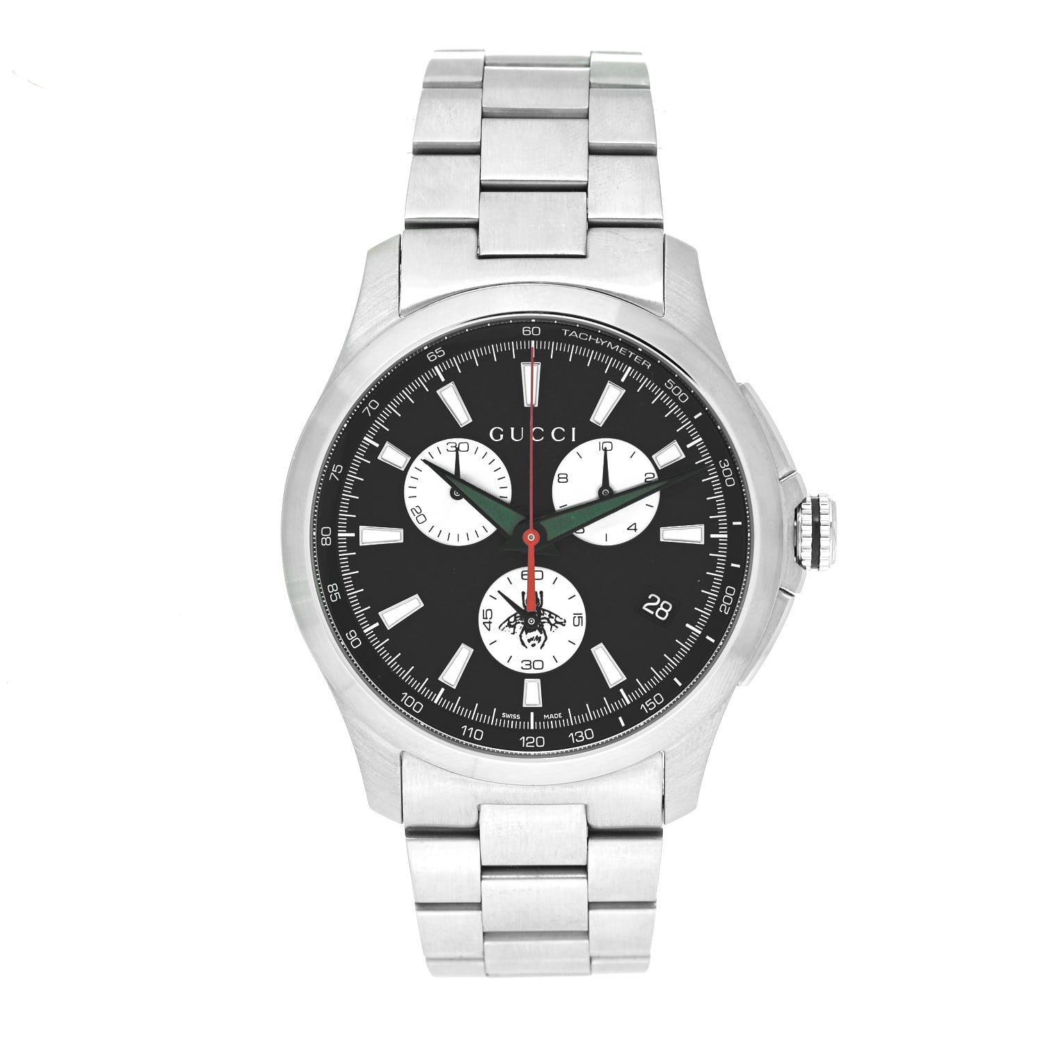 Gucci Stainless Steel 44mm G-Timeless Bee Chronograph Quartz Watch Black 1 of 4
