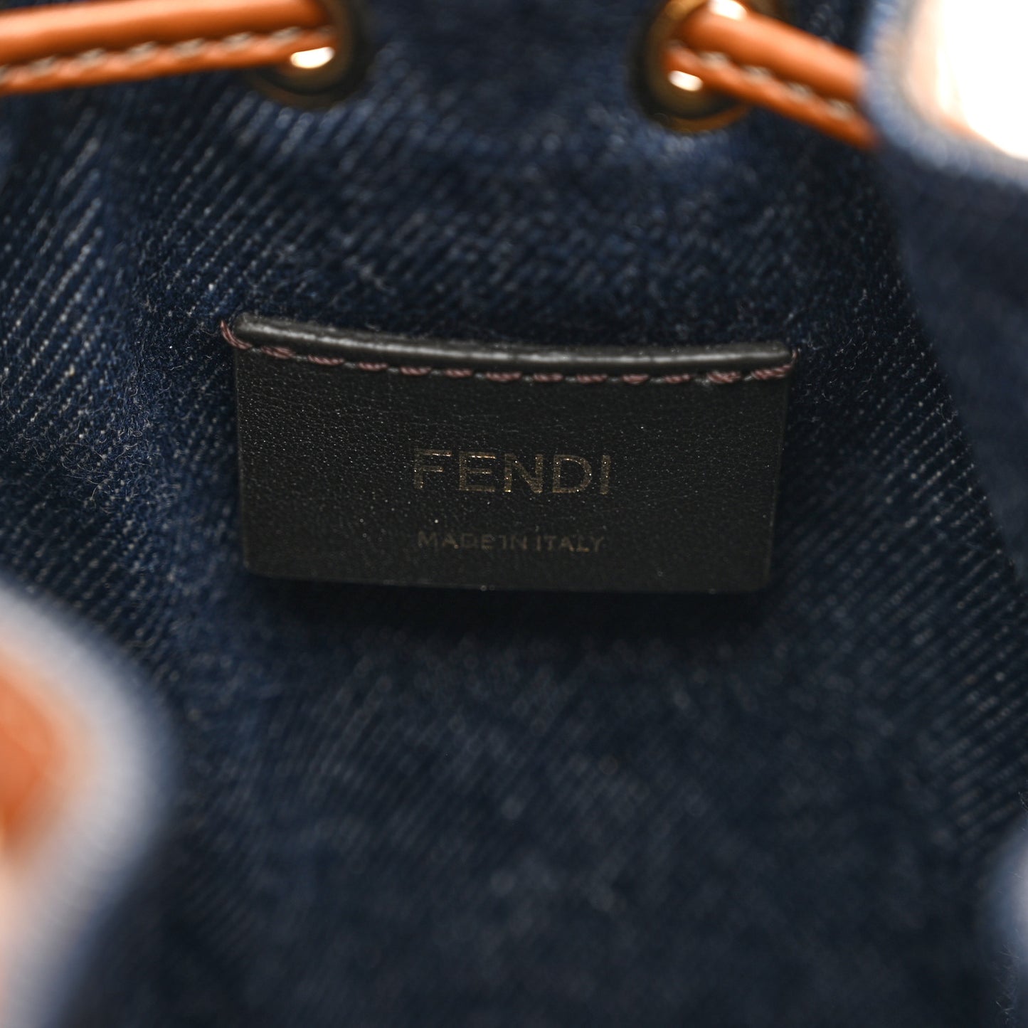 Denim Vitello King F is Fendi FF Embroidered Mini Mon Tresor Bucket Bag Blue Cuoio
