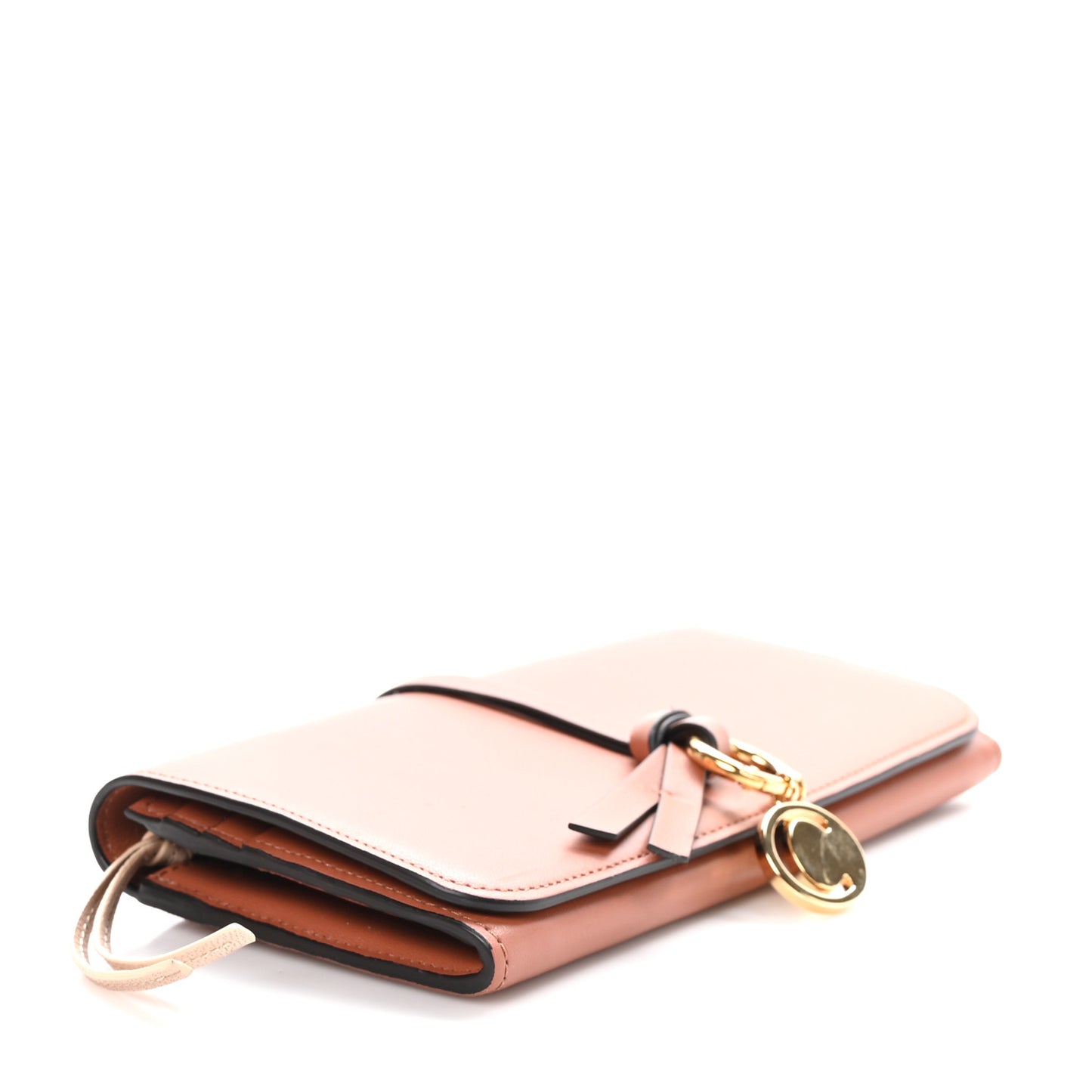 Calfskin Alphabet Long Wallet Brown