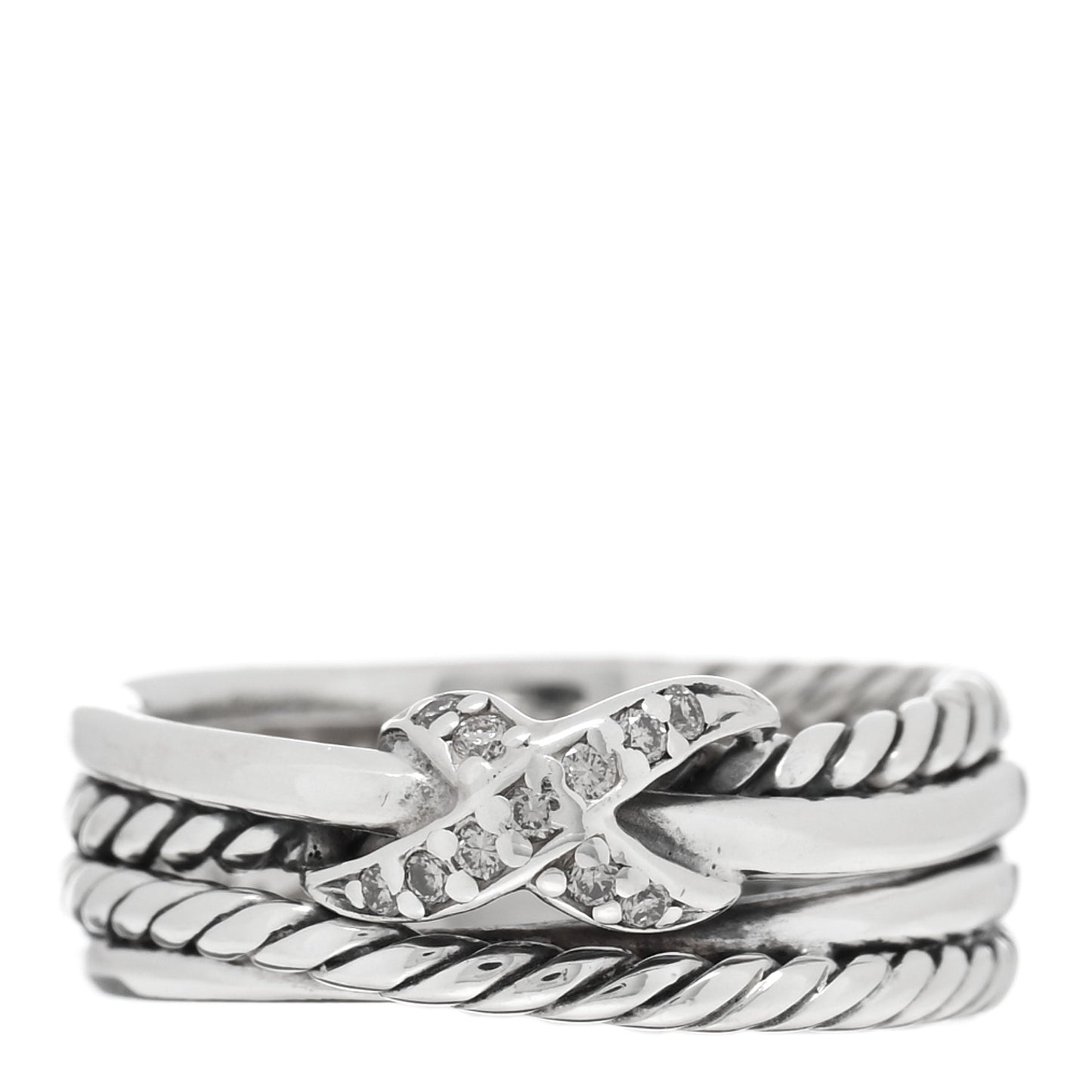 Sterling Silver Diamond X Crossover Ring 47 4