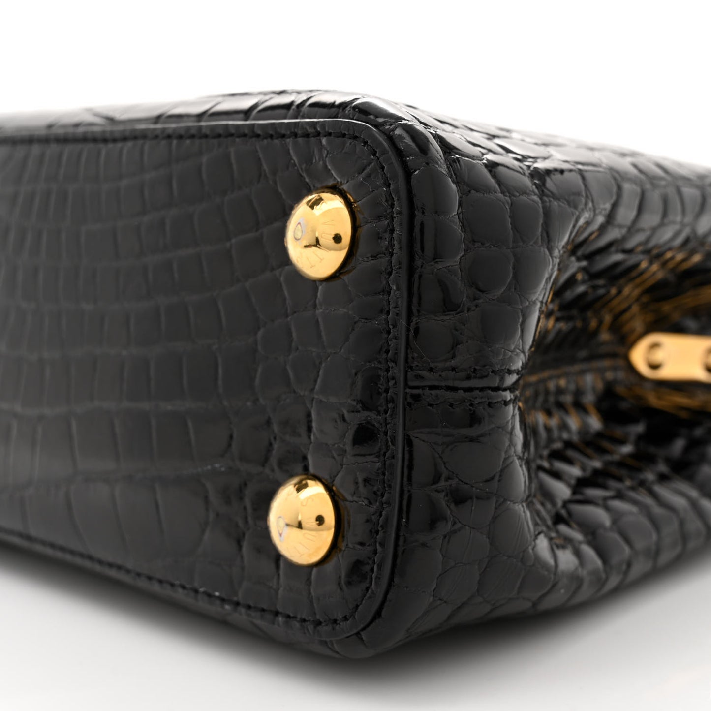 Brilliant Alligator Capucines BB Black