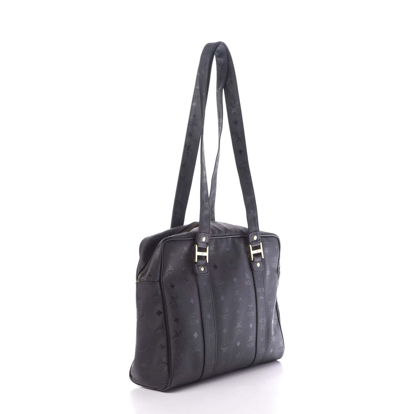 Monogram Coated Canvas Tote Bag Black