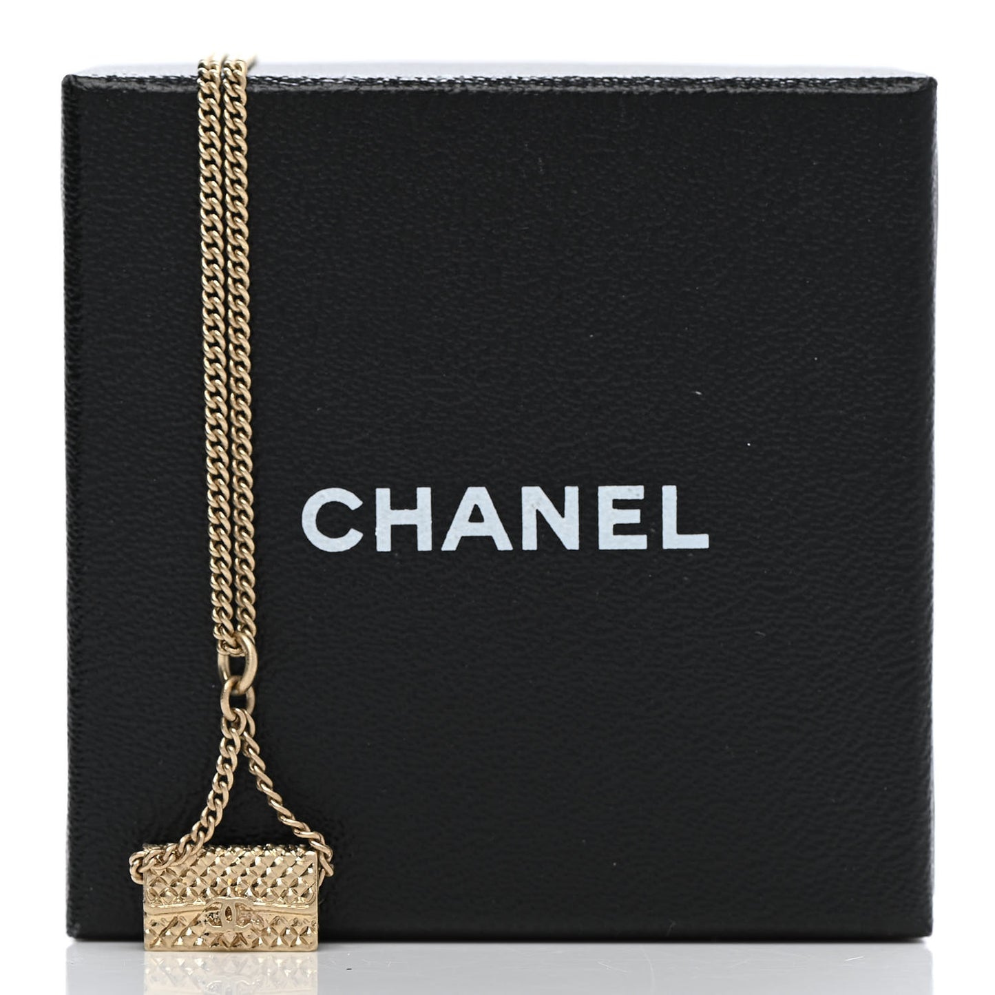 Metal Flap Bag Necklace Gold
