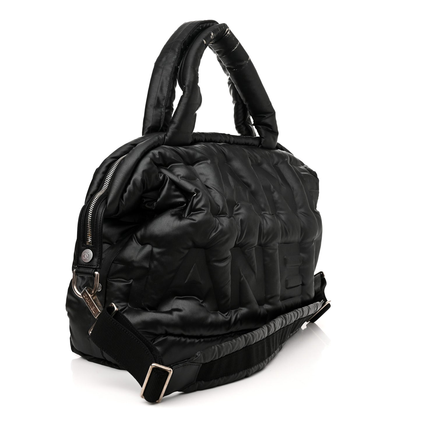 Nylon Embossed Doudoune Bowling Bag Black