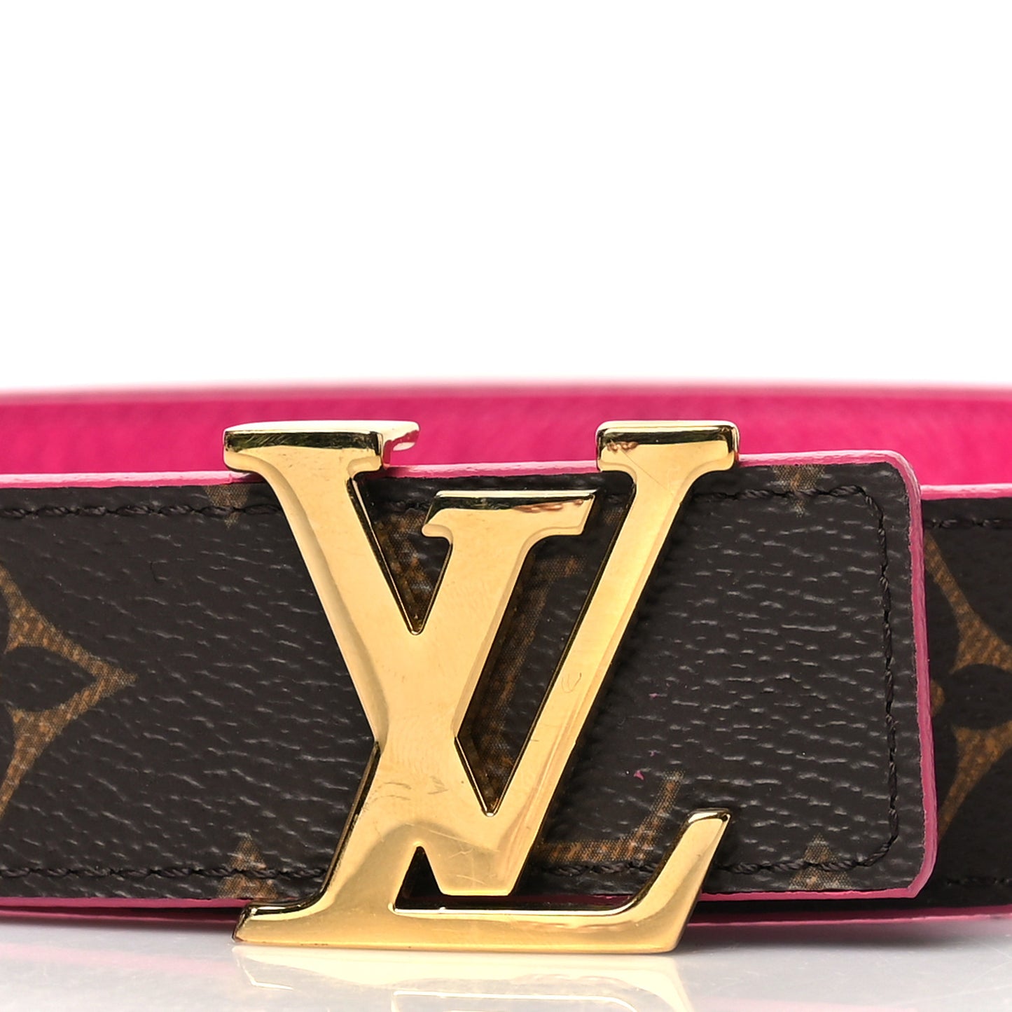 Monogram Calfskin 30mm LV Initiales Reversible Belt 80 32 Fuchsia