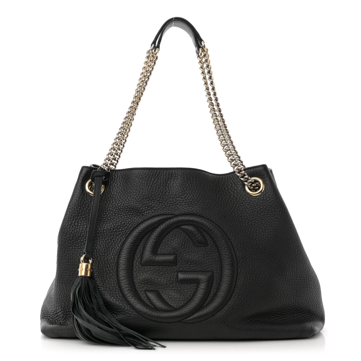 Pebbled Calfskin Medium Soho Chain Shoulder Bag Black