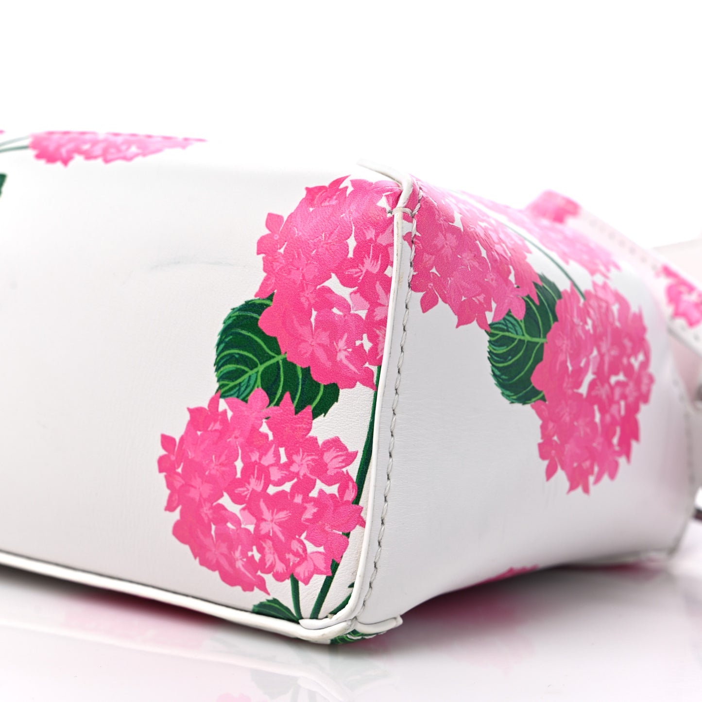 Satin Calfskin Flower Print Mini Puzzle Edge Bag White Multicolor