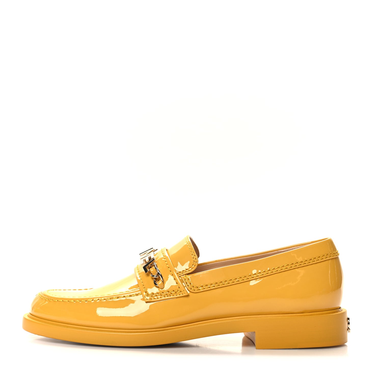 Shiny Calfskin Logo Loafers 39 Yellow