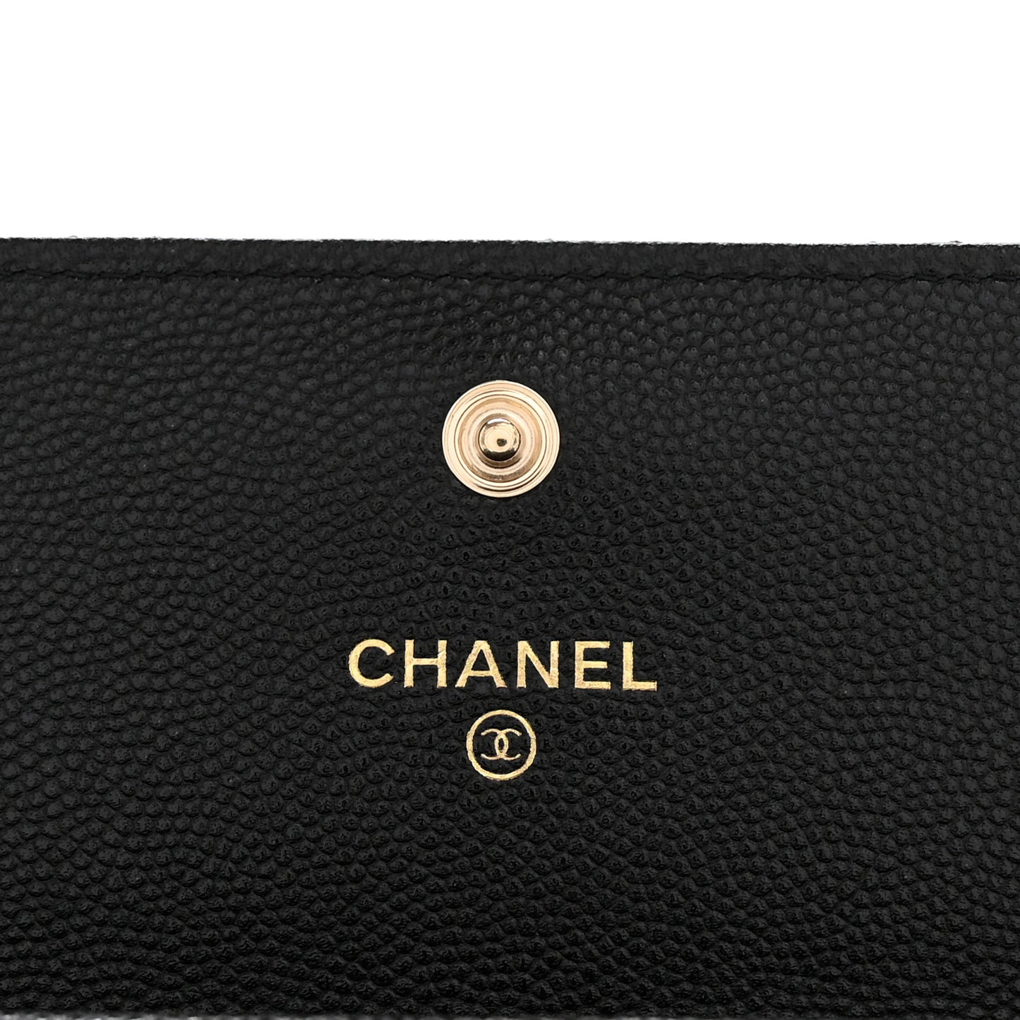 Caviar Quilted Crystal CC Large Gusset Flap Wallet Black