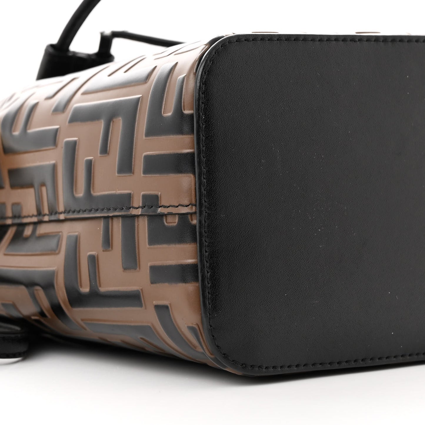 Vitello Liberty F is Fendi Bi-Color FF 1974 Embossed Mini Mon Tresor Bucket Bag Maya Black