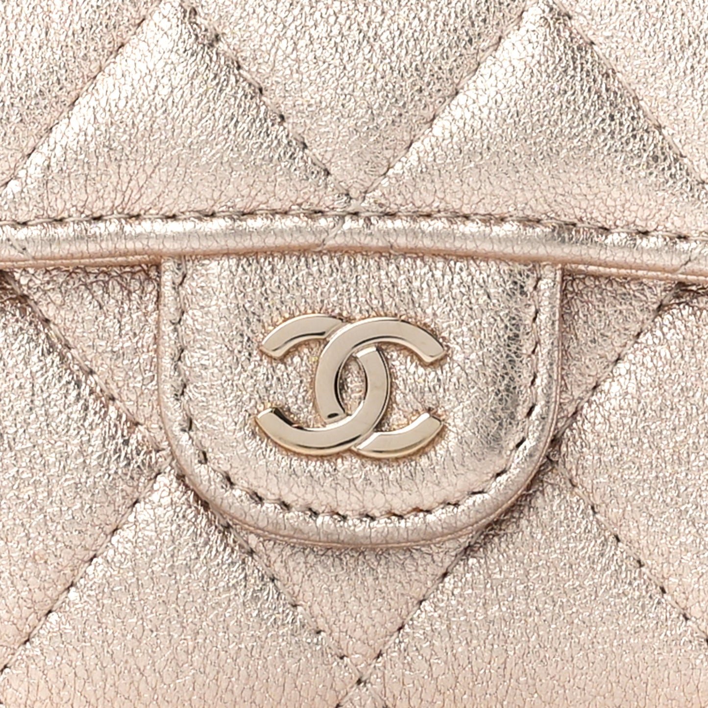 Metallic Lambskin Quilted Medium Flap Wallet Gold