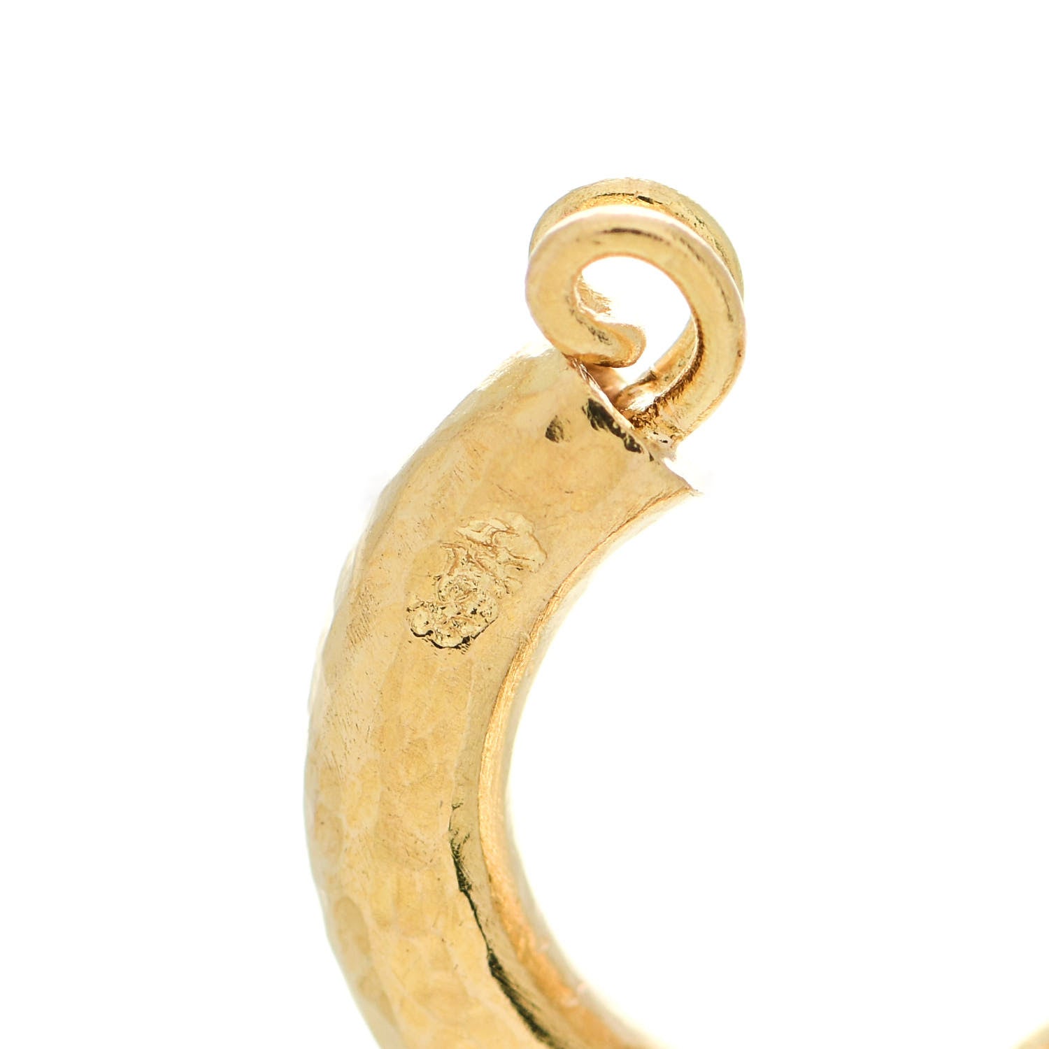 Elizabeth Locke 19K Yellow Gold Baby Hammered Hoop Earrings 4 of 5