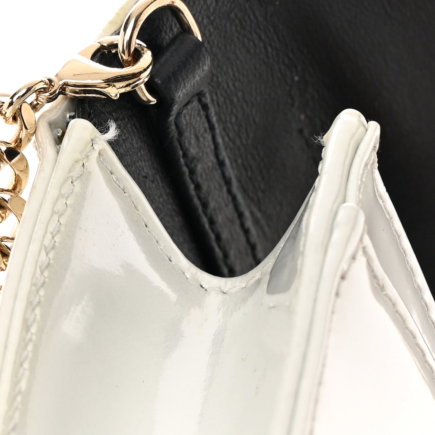 Patent Micro-Cannage Diorama Wallet on Chain Pouch White