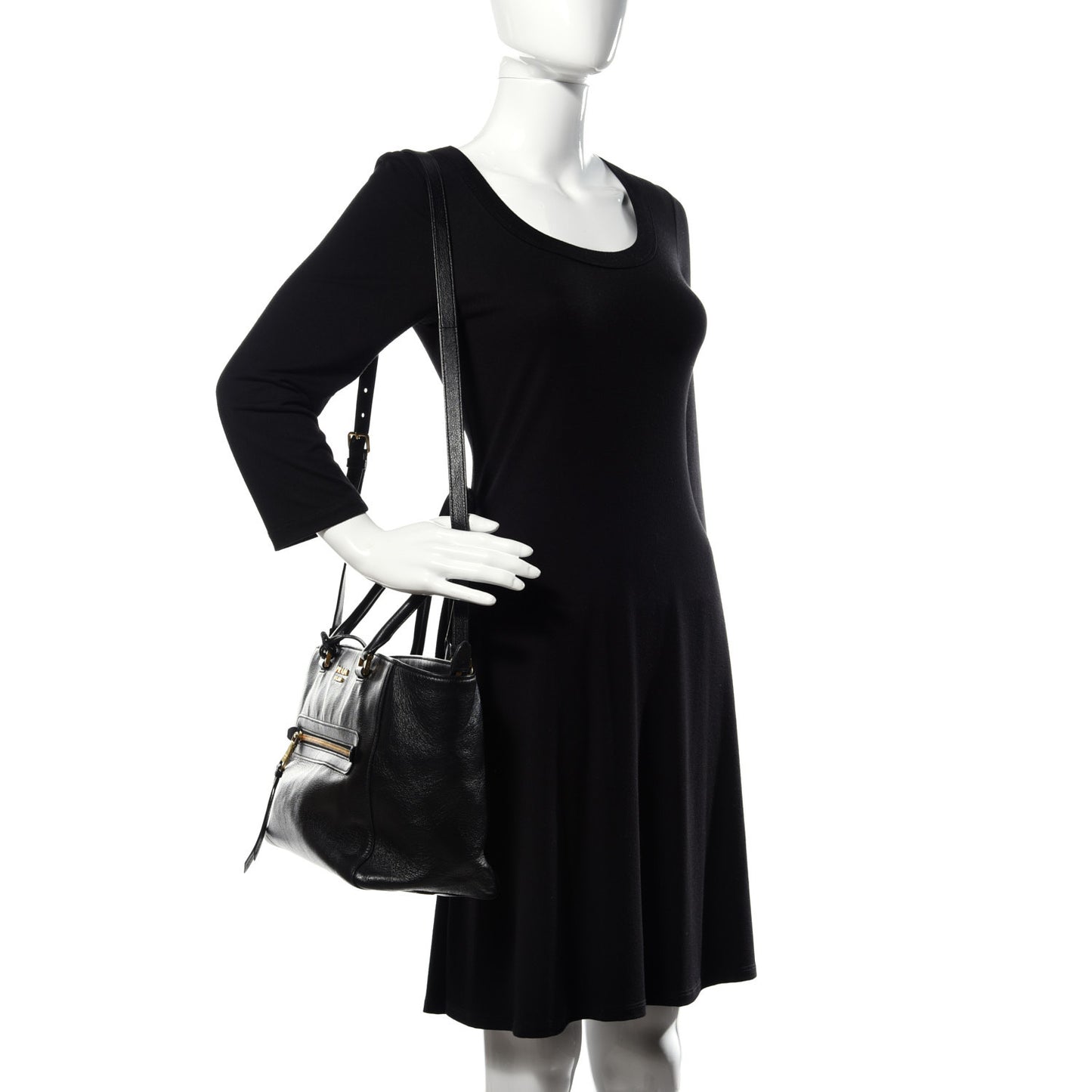Glace Calfskin Shopping Tote Black