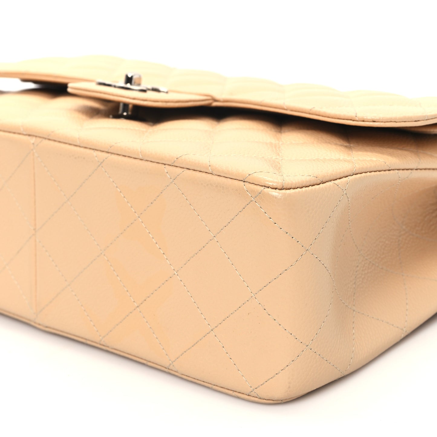 Caviar Quilted Jumbo Double Flap Beige