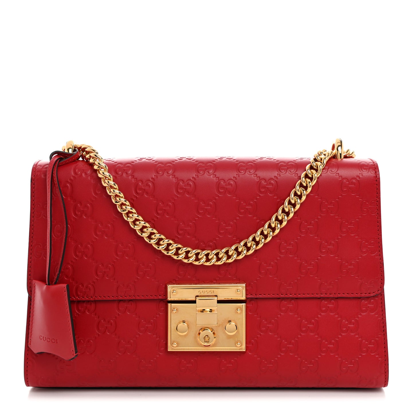 Guccissima Medium Padlock Shoulder Bag Hibiscus Red