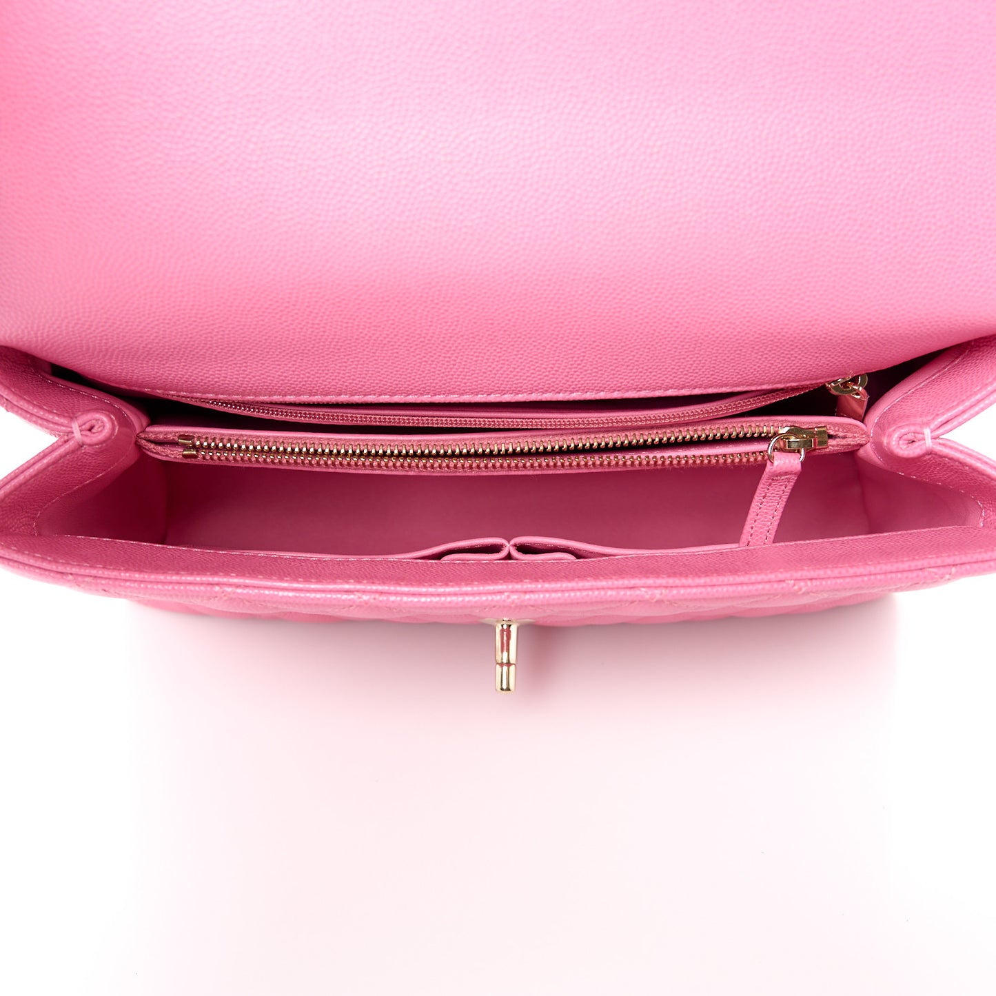 Caviar Lizard Embossed Quilted Small Coco Handle Flap Pink
