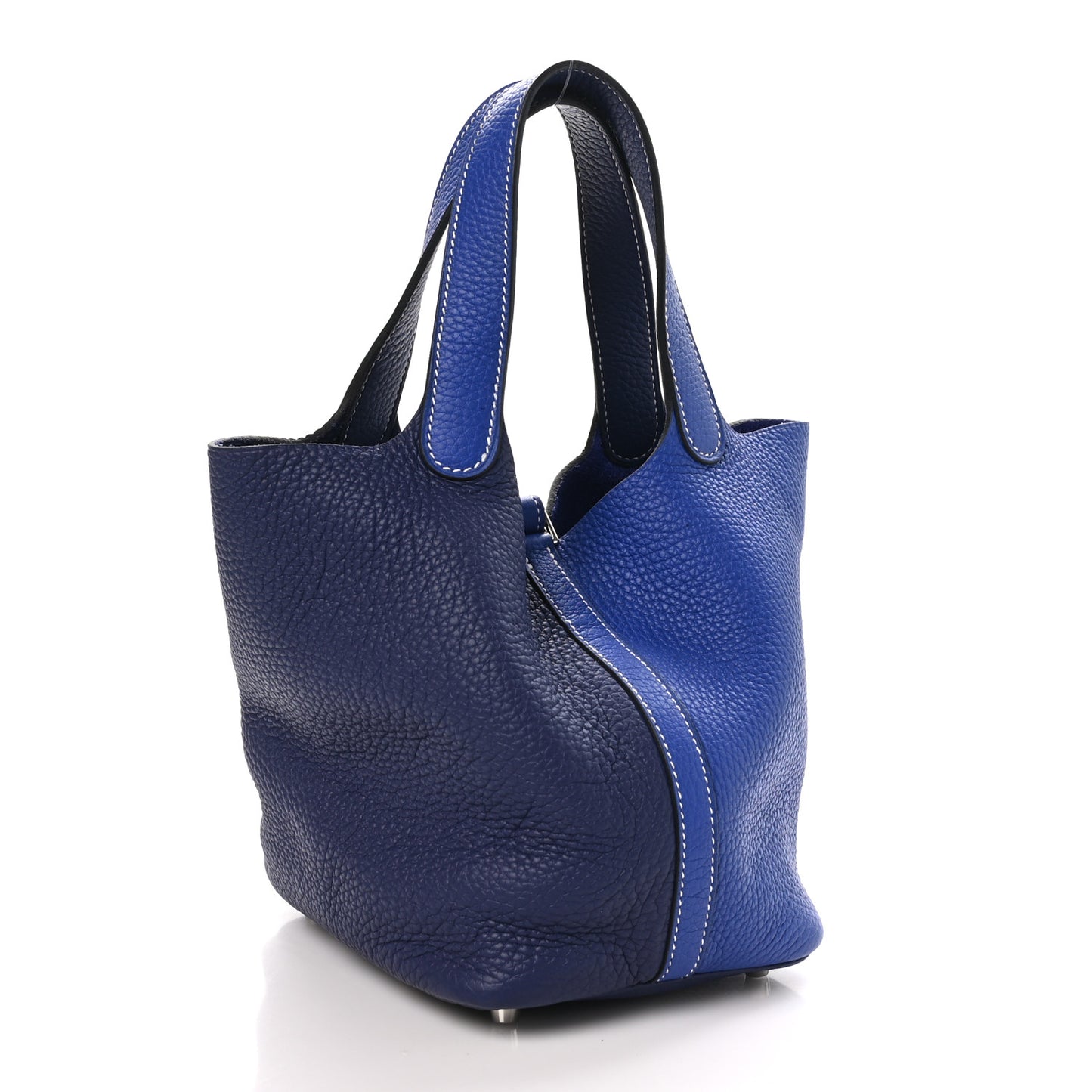 Taurillon Clemence Casaque Picotin Lock 18 PM Bleu Electrique Bleu Encre