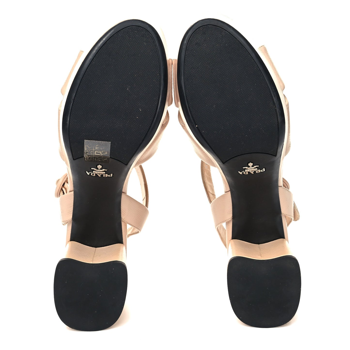 Vernice Saffiano Embossed Crisscross Platform 20/65mm Sandals 40 Beige