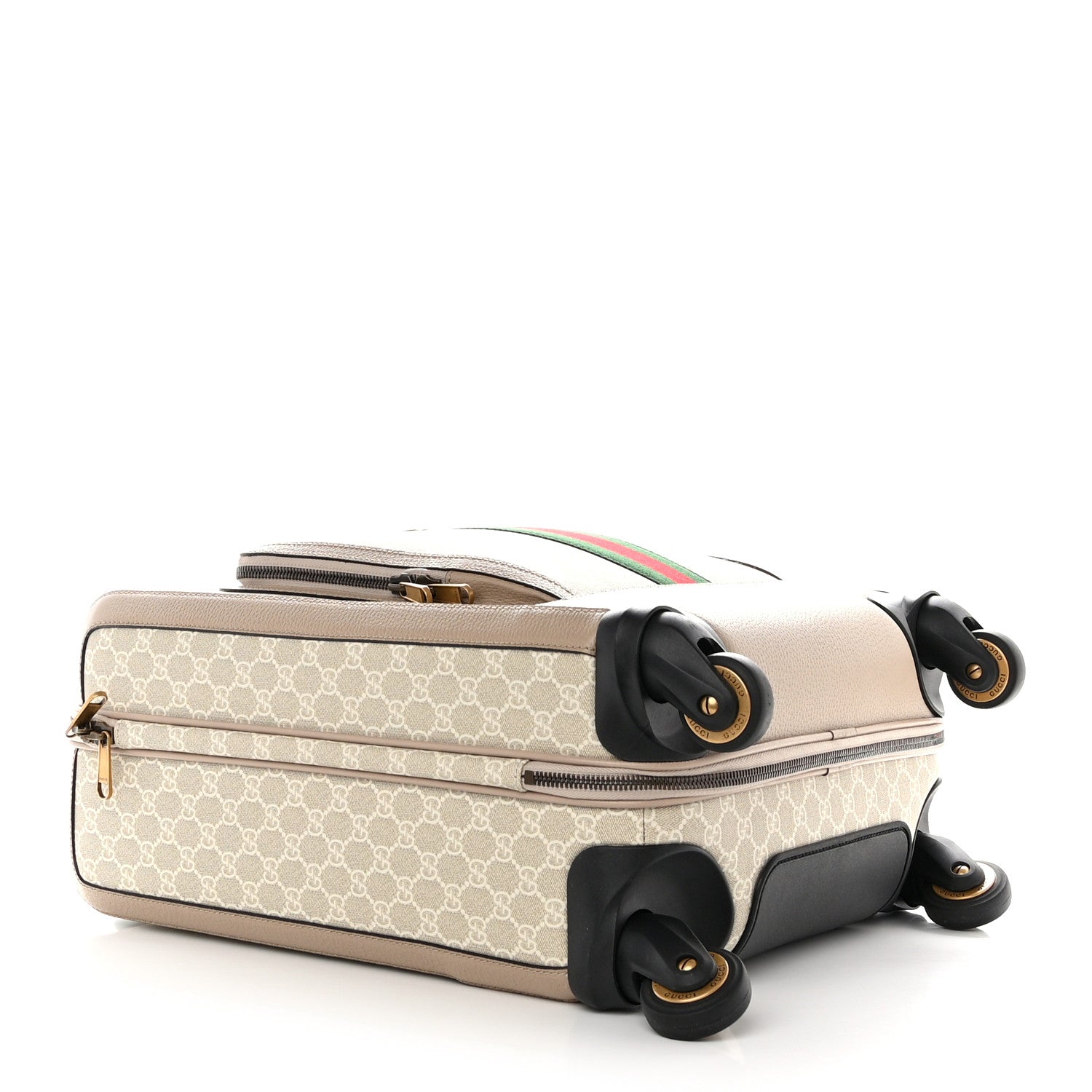 Gucci GG Supreme Monogram Textured Dollar Calfskin Web Small Savoy Cabin Trolley Beige Mystic White Oatmeal 3 of 10