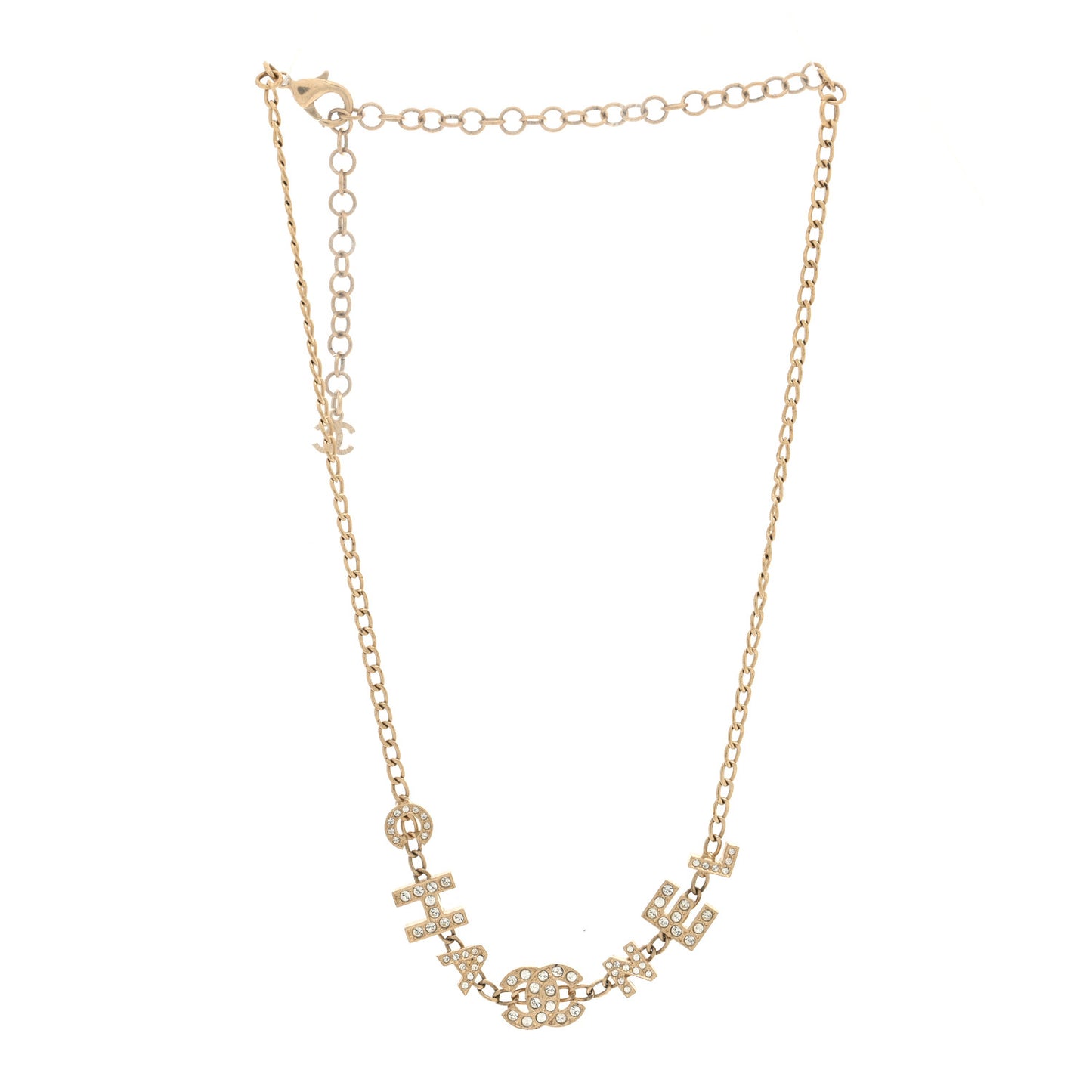 Metal Crystal CC Logo Letters Choker Necklace Gold